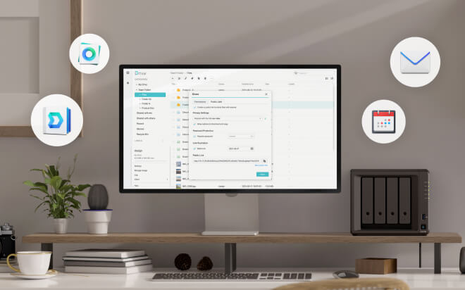 显示 Synology Drive、Office、MailPlus 和 Calendar 图标的图像